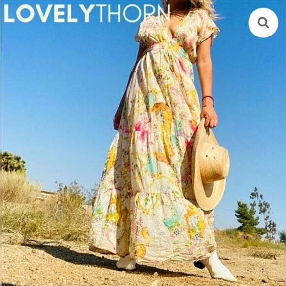 Daughters of the Revolution Floral Maxi Dress XS Boho Cottagecore Feminine Tier - Picture 11 of 11